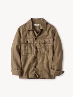 Sepia Brown Loomed Linen P-43 Fatigue Shirt